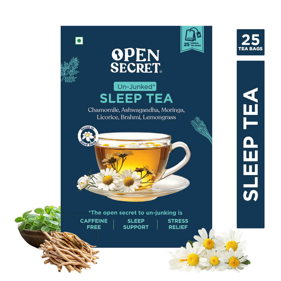 Open Secret Herbal Sleep Tea 25 bags - Chamomile Ashwagandha Moringa for Stress Relief weight loss