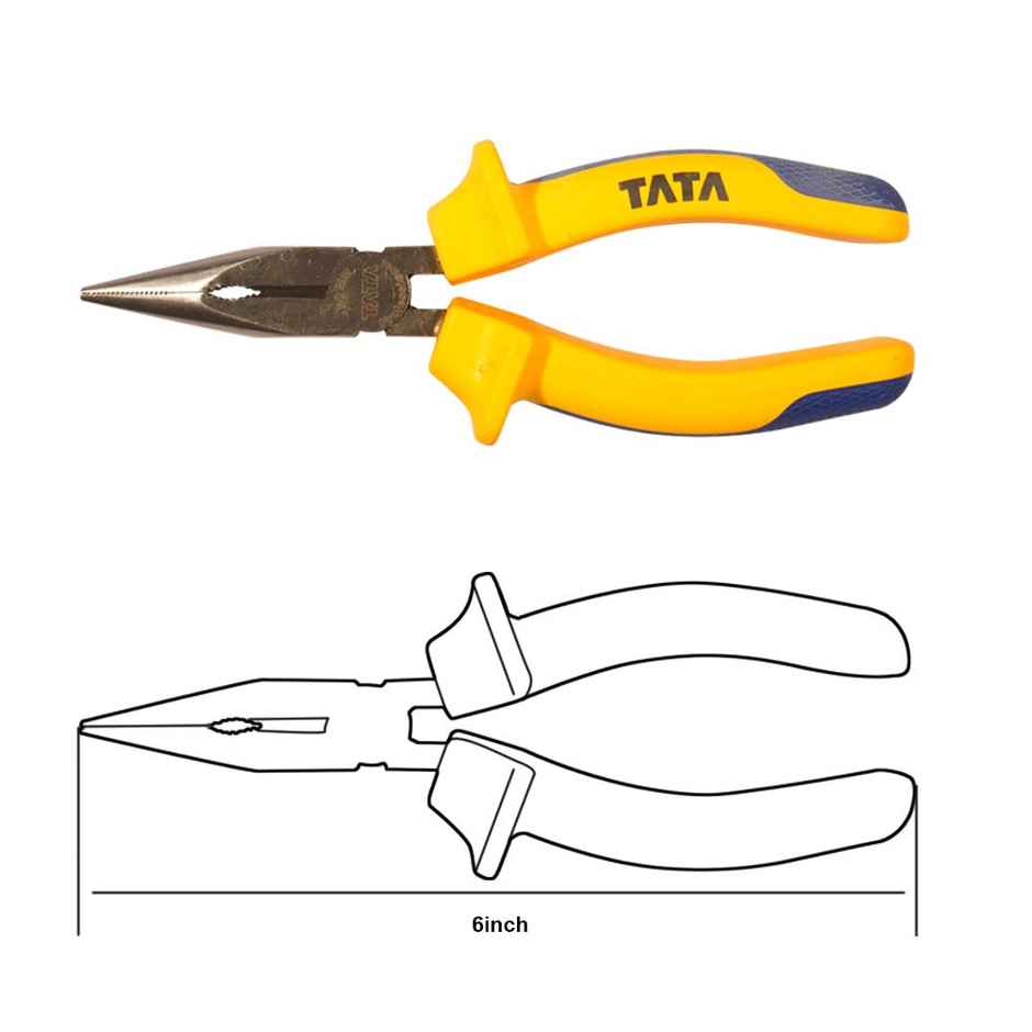 Tata Agrico Multipurpose Long Nose Plier, 6 inch Multicolor
