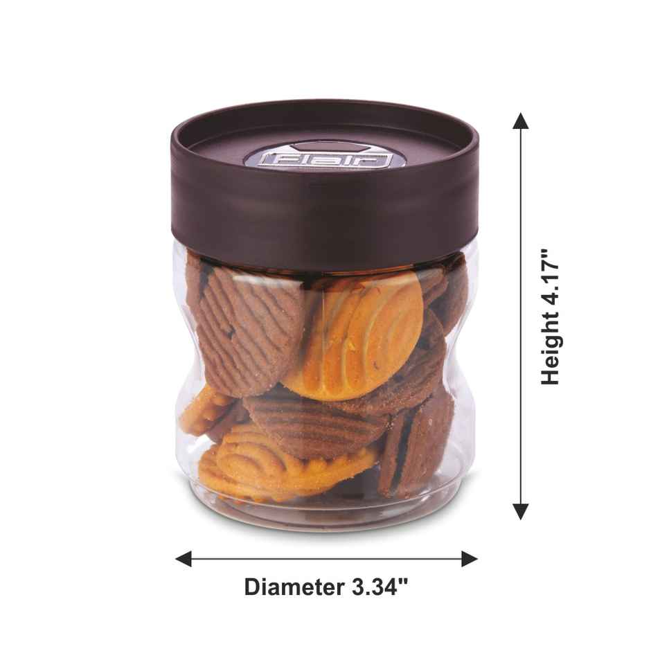 Flair Plastic Stackup Pet Jar Set Of 3 Pcs 500 ml (Brown), Transparent
