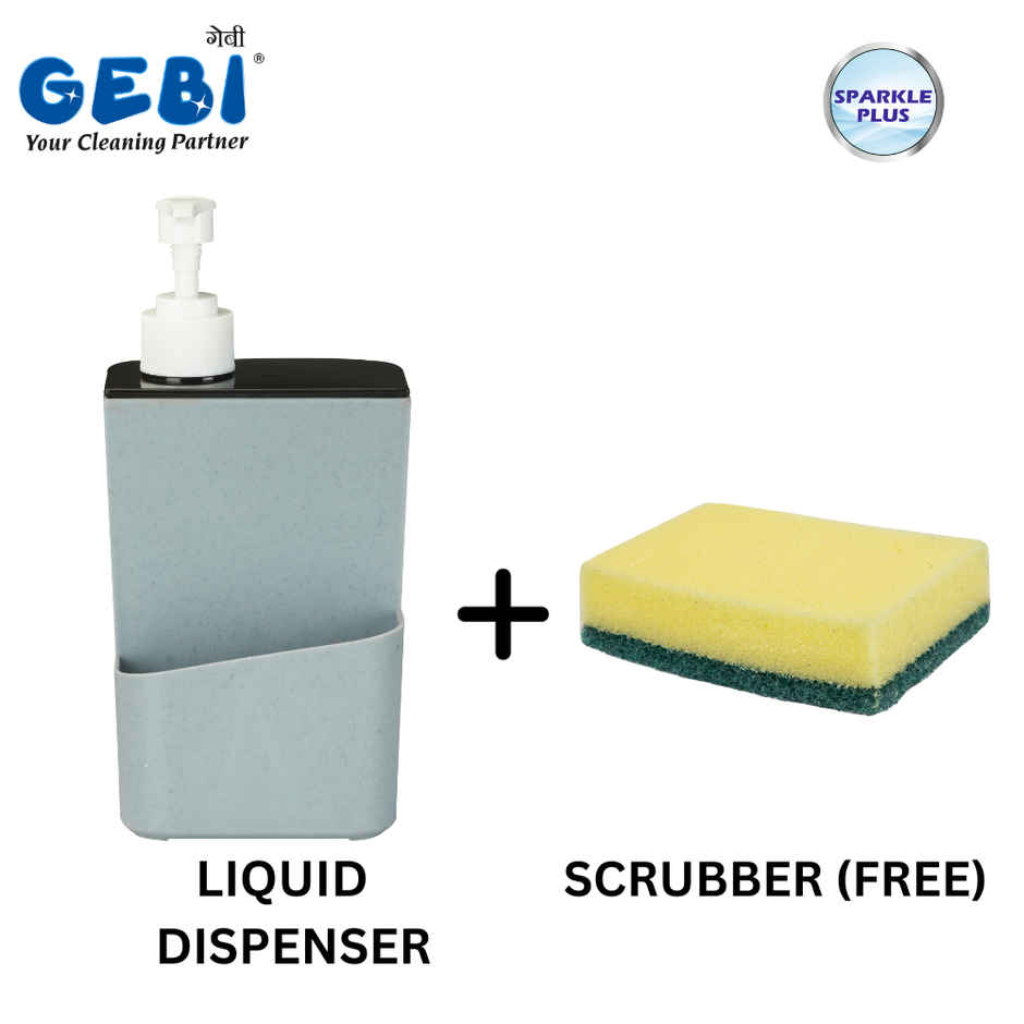 Gebi Liquid Soap Dispenser With Sponge Scrubber | Assorted Color