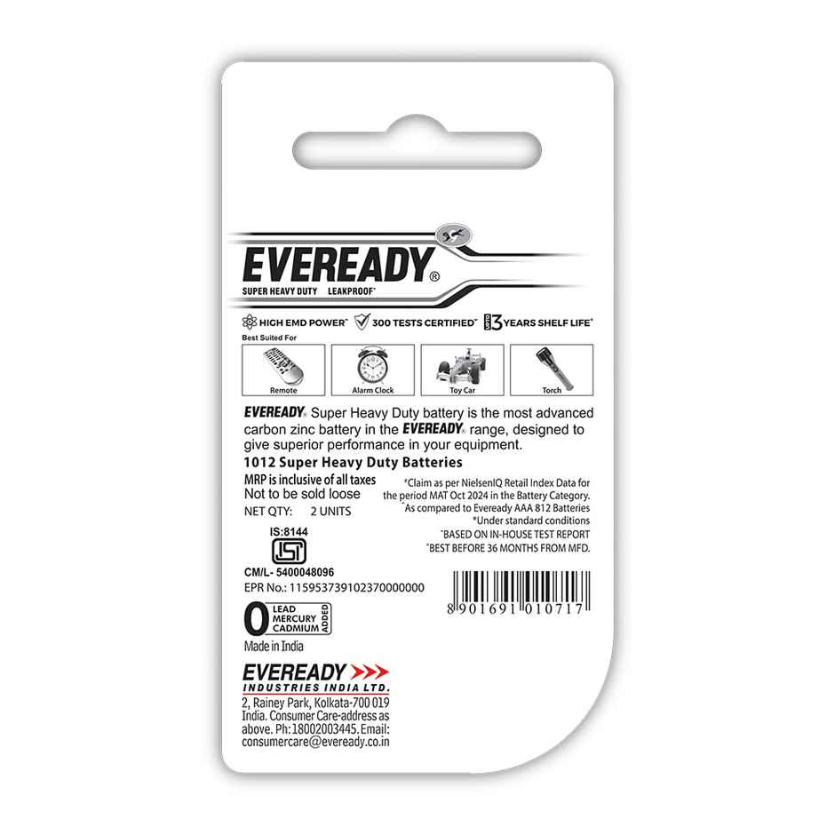 Eveready Carbon Zinc AAA Battery|Pack of 2
