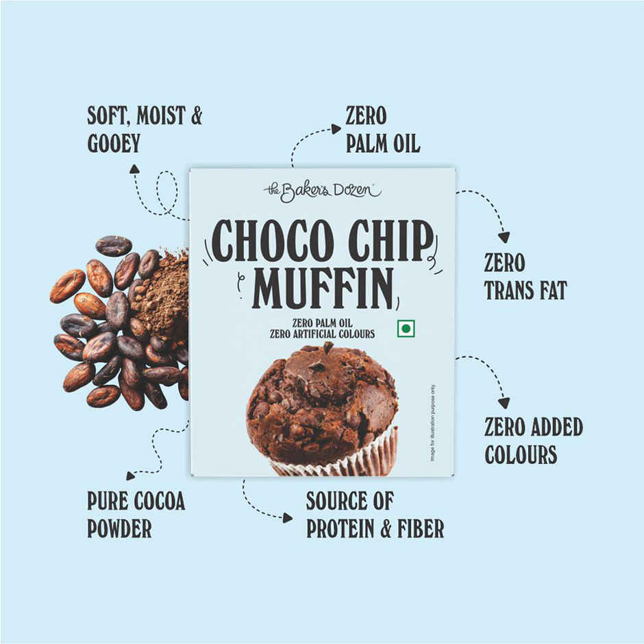 The Baker'S Dozen Zero Maida Donut Cake | Soft & Indulgent (42g) & The Baker'S Dozen Zero Maida Chocolate Brownie | Bakery Delight (55g) & The Baker'S Dozen Choco Chip Muffin | Soft & Chocolatey (45g) Combo