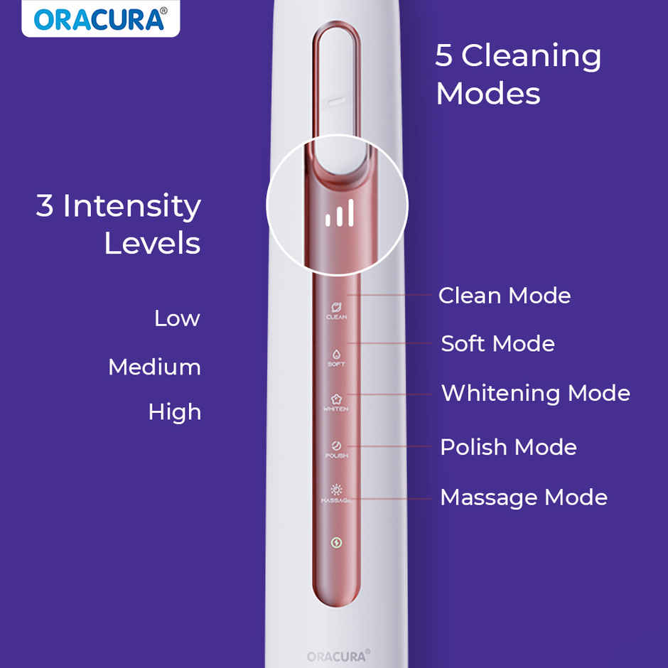 Oracura Sb300 Sonic Smart Rechargeable Electric Toothbrush Peach
