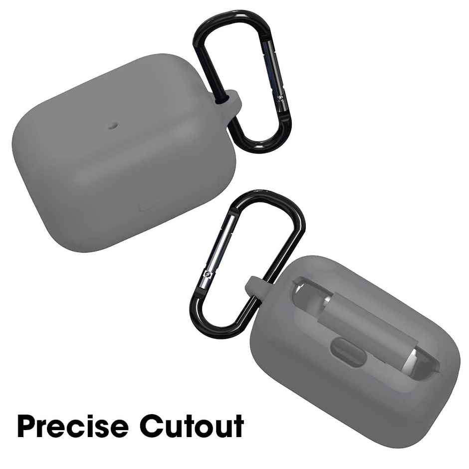 Sounce Earphone Case Cover Compatible for Realme Air Buds 3s,Soft Silicone Skin Case Cover Shock-Absorbing Protective Case with Keychain-Grey