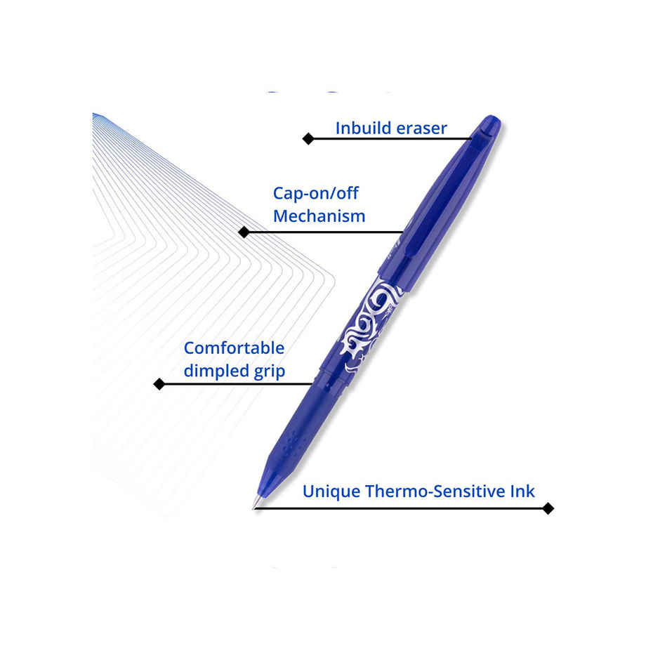 Pilot Frixion Roller Pen 2 Blue + 1 Clicker Black - Pack Of 3