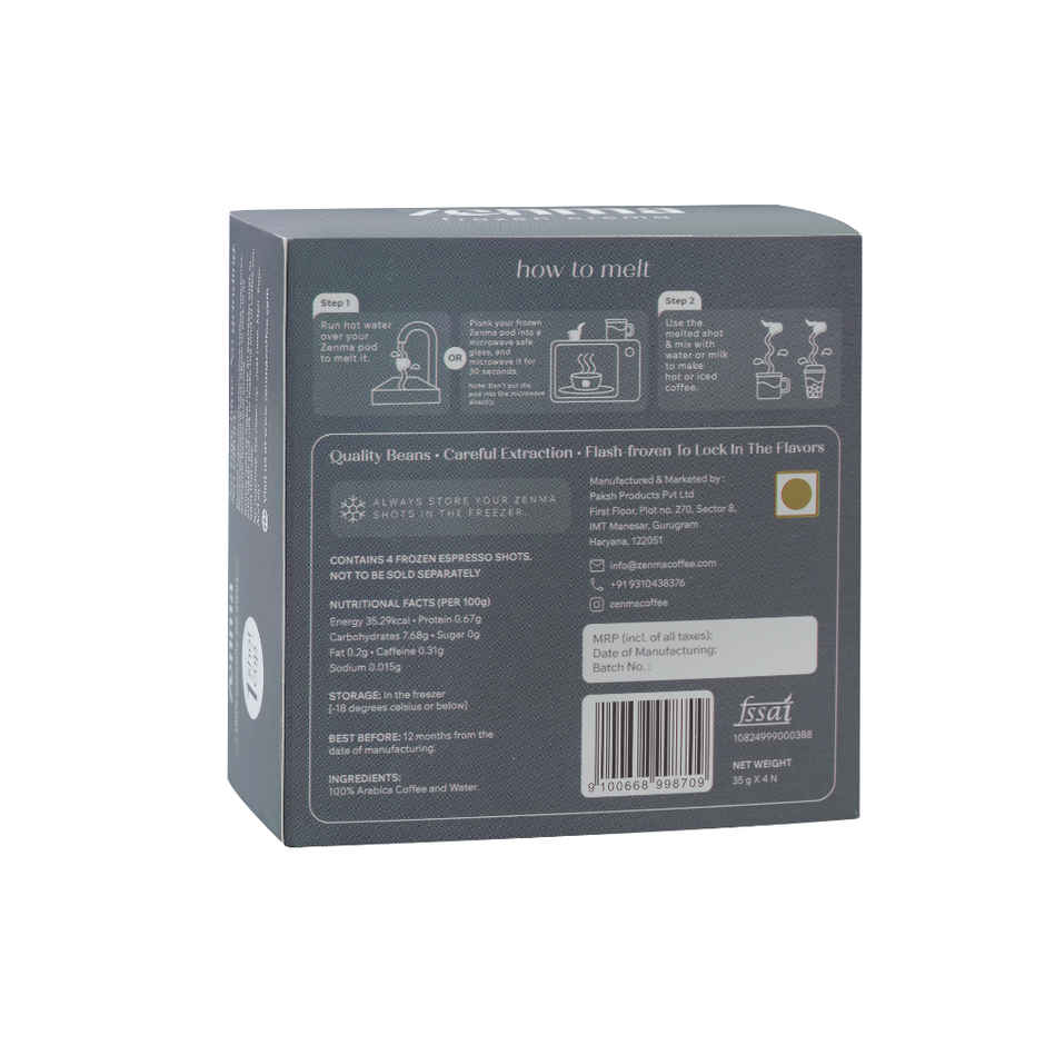 Zenma Frozen Espresso Shots - Dark Roast Coffee Pods