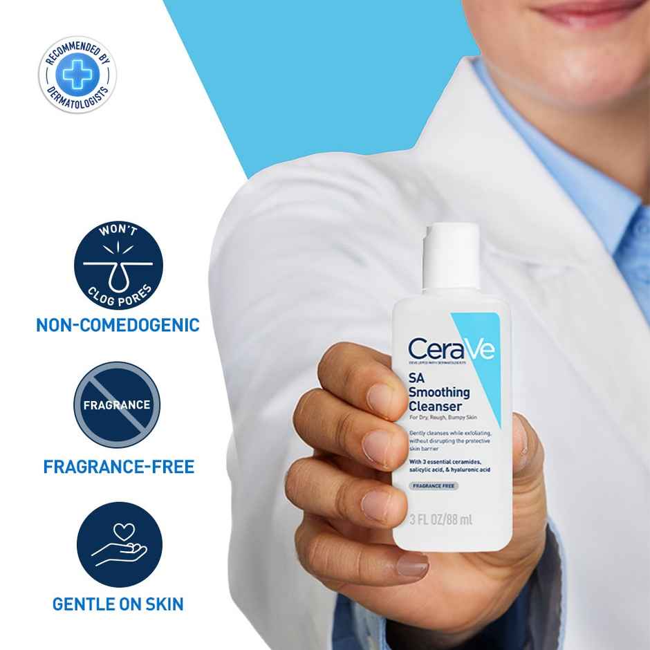 CeraVe SA Smoothing Cleanser For Dry Rough & Bumpy Skin | Face wash with Salicylic Acid & Ceramides