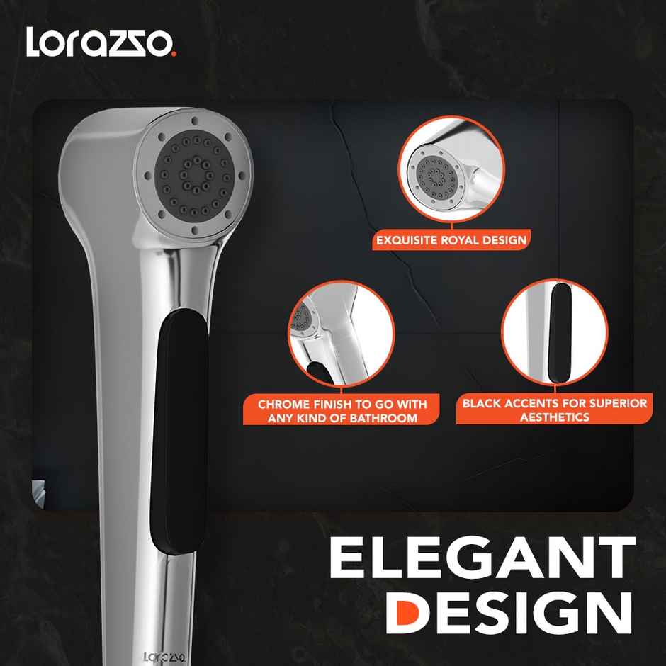 Lorazzo Imperial Health Faucet Jet Spray Set with 1-meter Hose Pipe | SS 304 and Wall Hook