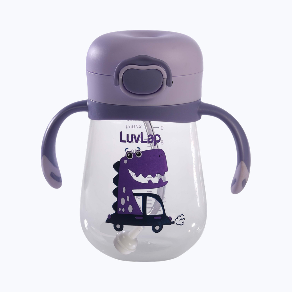 LuvLap Straw Sipper Cup with Handle, Soft Silicone, with Weighted Straw, BPA Free, 6m+