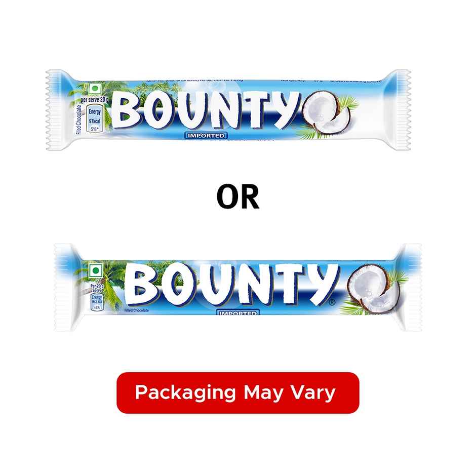 Bounty Coconut Filled Chocolate Bar, Soft & Tender Coconut in the Centre