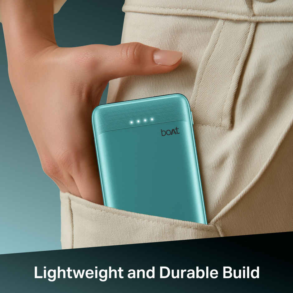 boAt Energyshroom PB300 Activ Wired Powerbank with 22.5W Fast Charging, 10,000mAh, 12-Layer Smart IC Protection, 3 output ports - Cerulean Blue