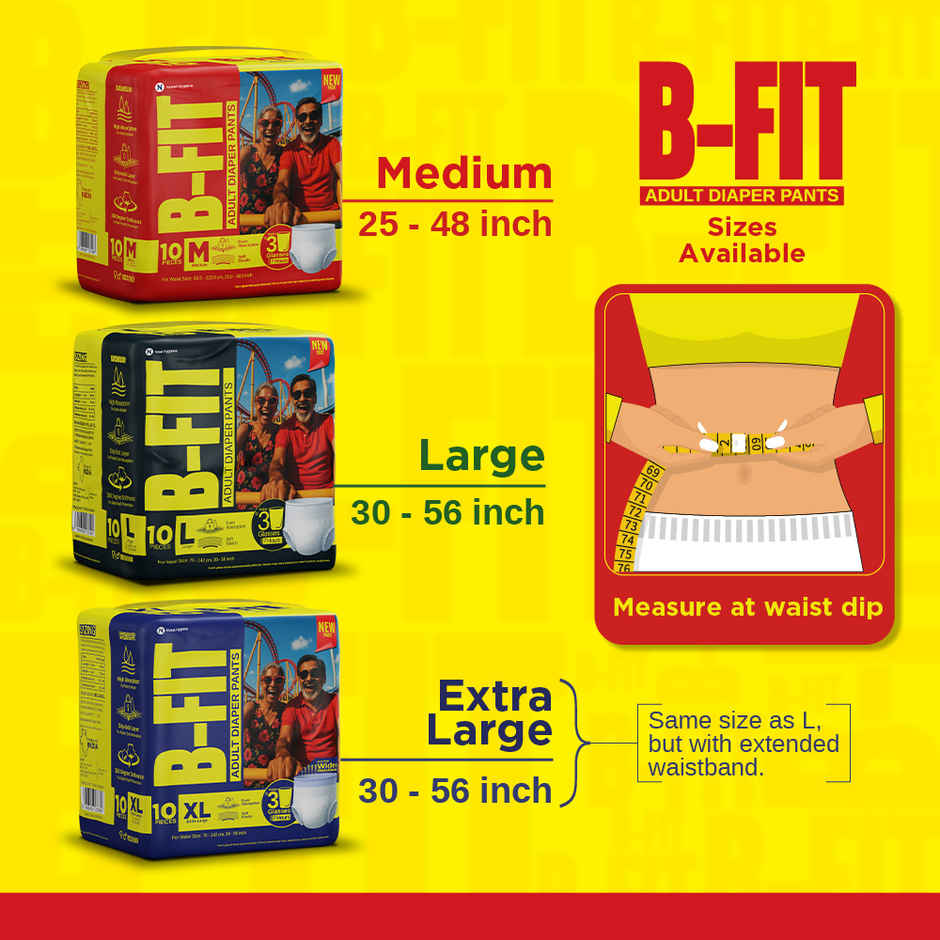 B-FIT Adult Diaper Pant | Regular Type | M | 25 - 48 inch
