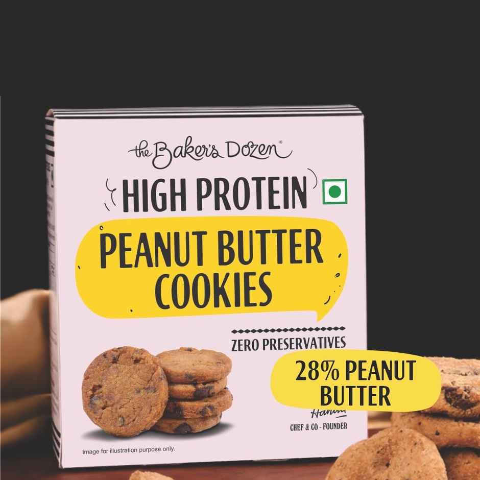 The Baker'S Dozen Wholewheat Banana Walnut Cake (150g) & The Baker'S Dozen High Protein Peanut Butter Cookies Biscuits | Artificial Colour-Free Cookies (75g) Combo