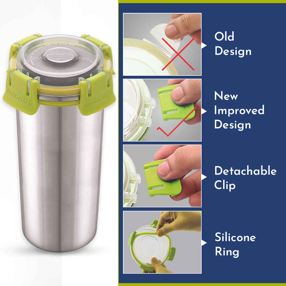 Magnus Stainless Steel Klip Lock Tumbler | With Lid & Clip Lock | 500 ml