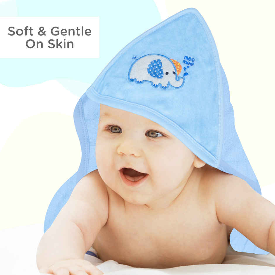 Mee Mee Bamboo Cotton Premium Baby Washcloth | Newborn Essentials | Blue | 80x80 cm