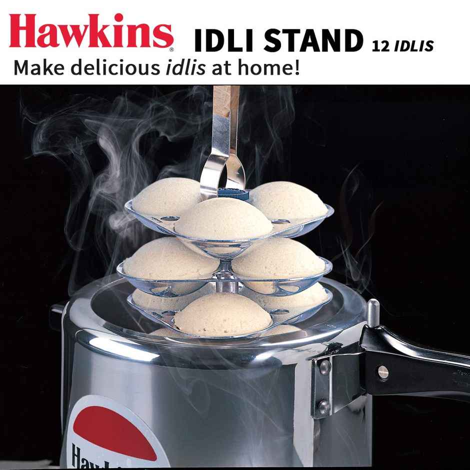 Hawkins Idli Stand For 5 Litre Cooker 12 Idli Pan For 5 Litre And Bigger Pressure Cookers - Silver