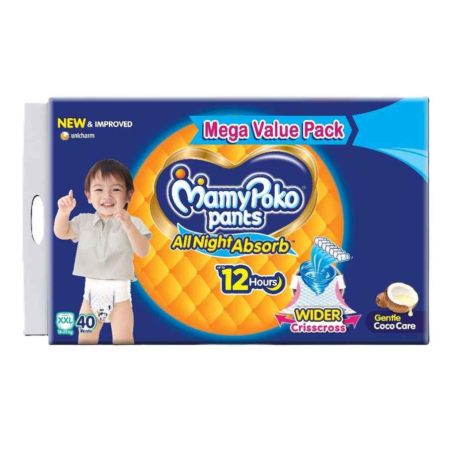 Mamypoko Pants All Night Absorb Pant-Style Baby Diapers | 2XL (15-25 kg)