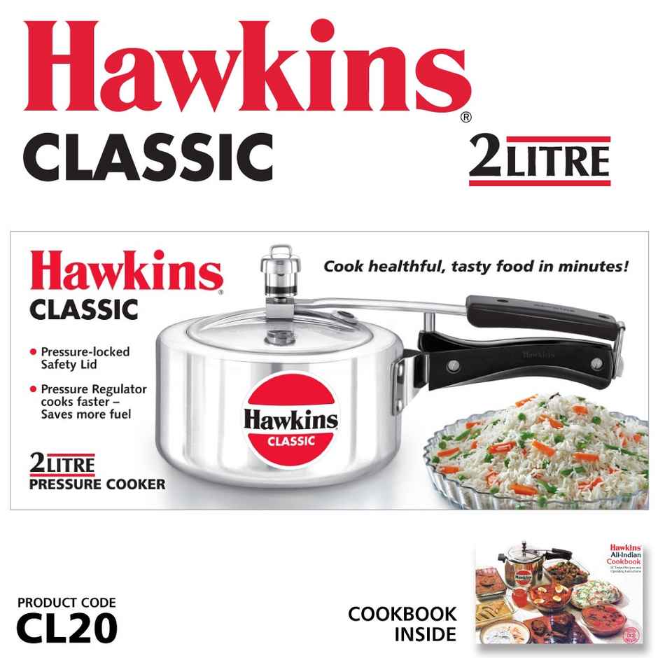 Hawkins 2 Litre Classic Pressure Cooker Best Inner Lid Cooker Small Cooker - Silver