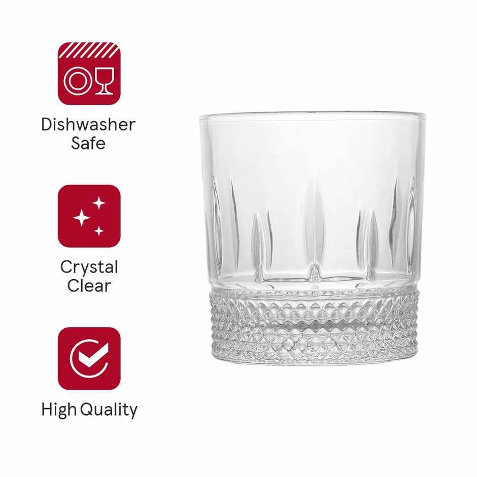Oslo Whisky Glass | Elegant Barware Set | Set Of 6 Pcs | 330 ml | Sanjeev Kapoor