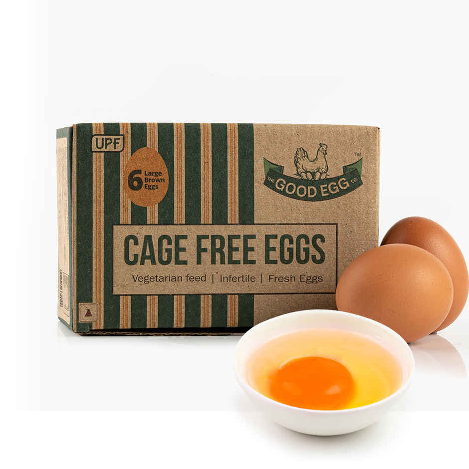 The Good Egg Co. Cage Free Eggs, 6 Pieces - Portein Rich, Veg Feed, Infertile