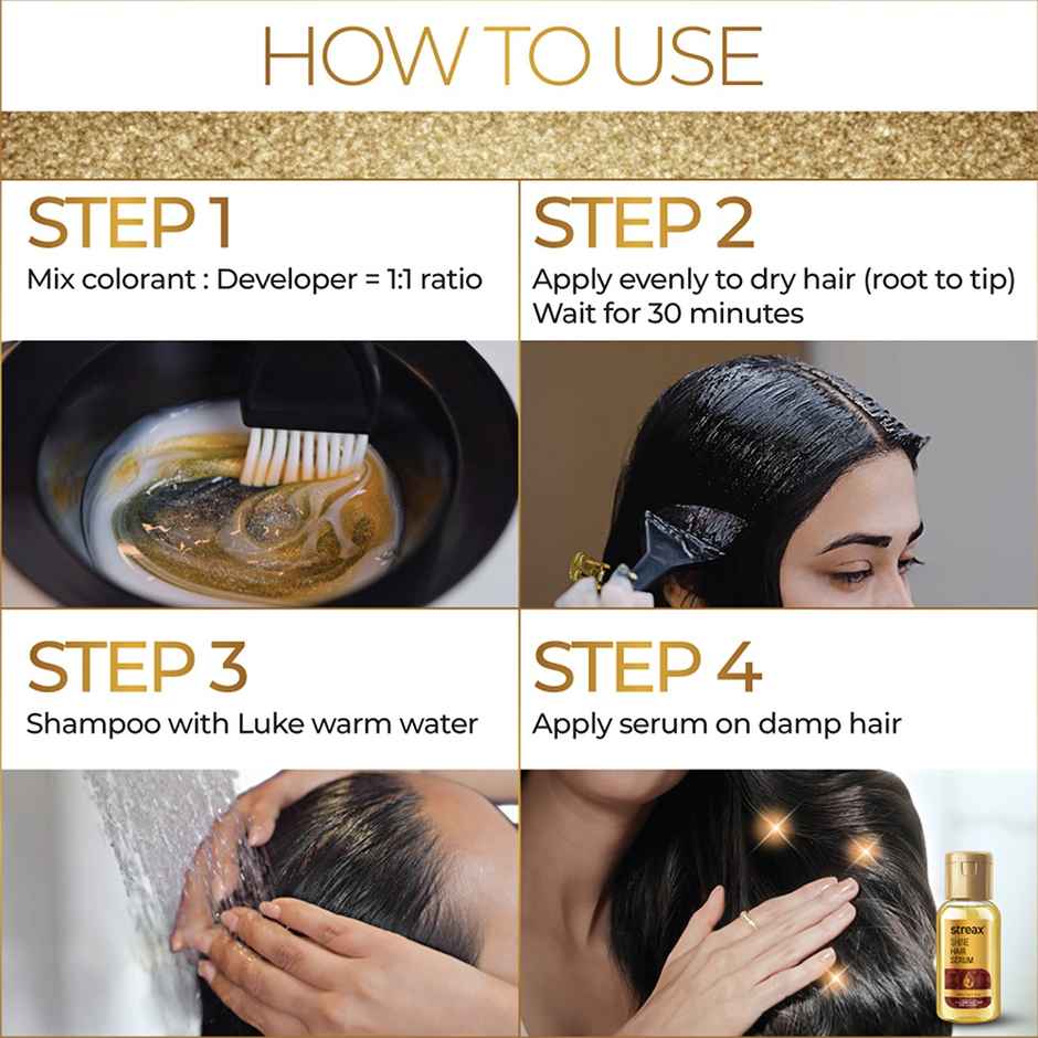 Streax Gel Hair Colour For Women, Natural Brown 4 |No Ammonia Hair Color|100% Grey Coverage