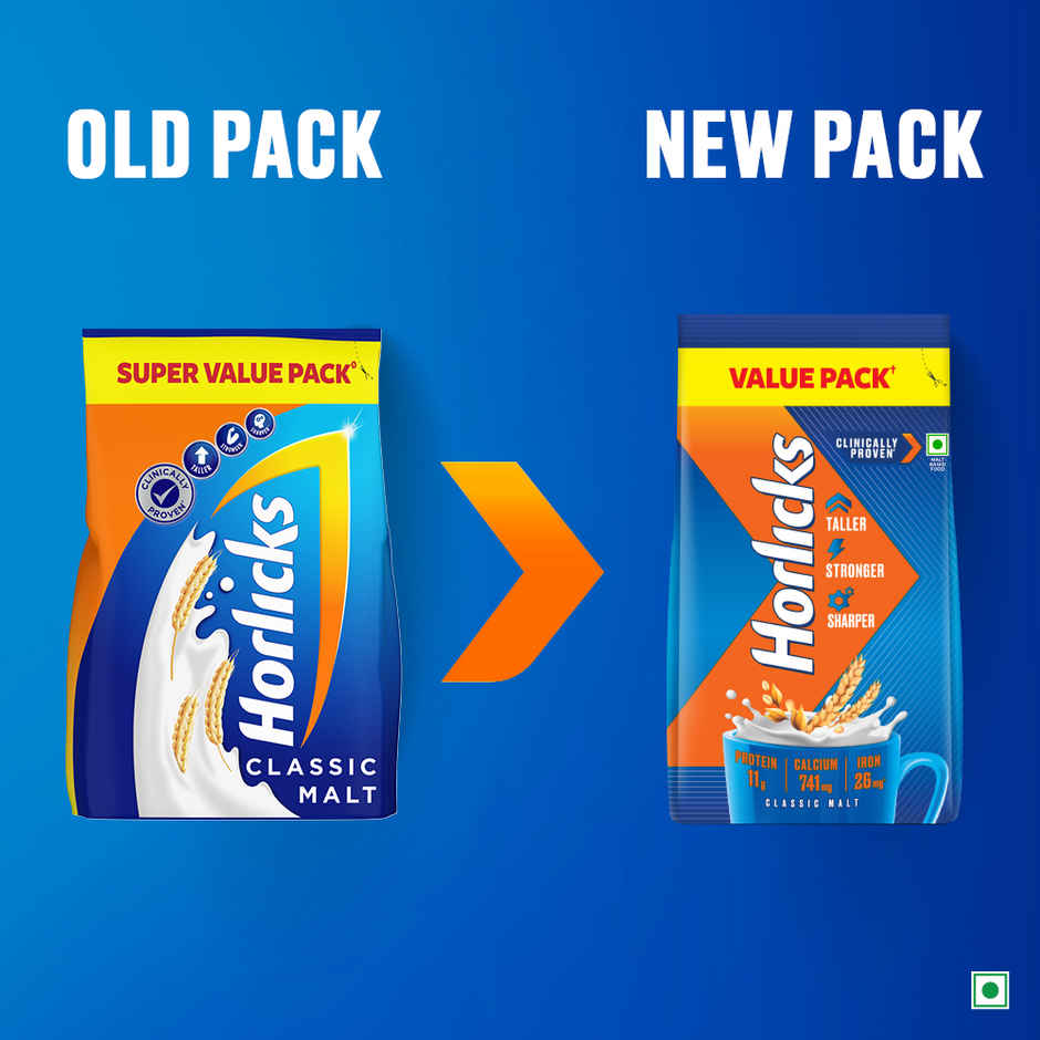 Horlicks Classic Malt Drink Mix (Refill)(750gms) & Parle Hide & Seek Chocolate Biscuits(100gms) Combo