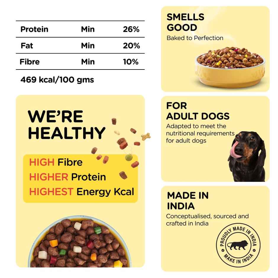 Henlo Chicken & Vegetable Baked Dry Dog Food for Adult Dogs| Pet food | Kibble| Adult Dog Food