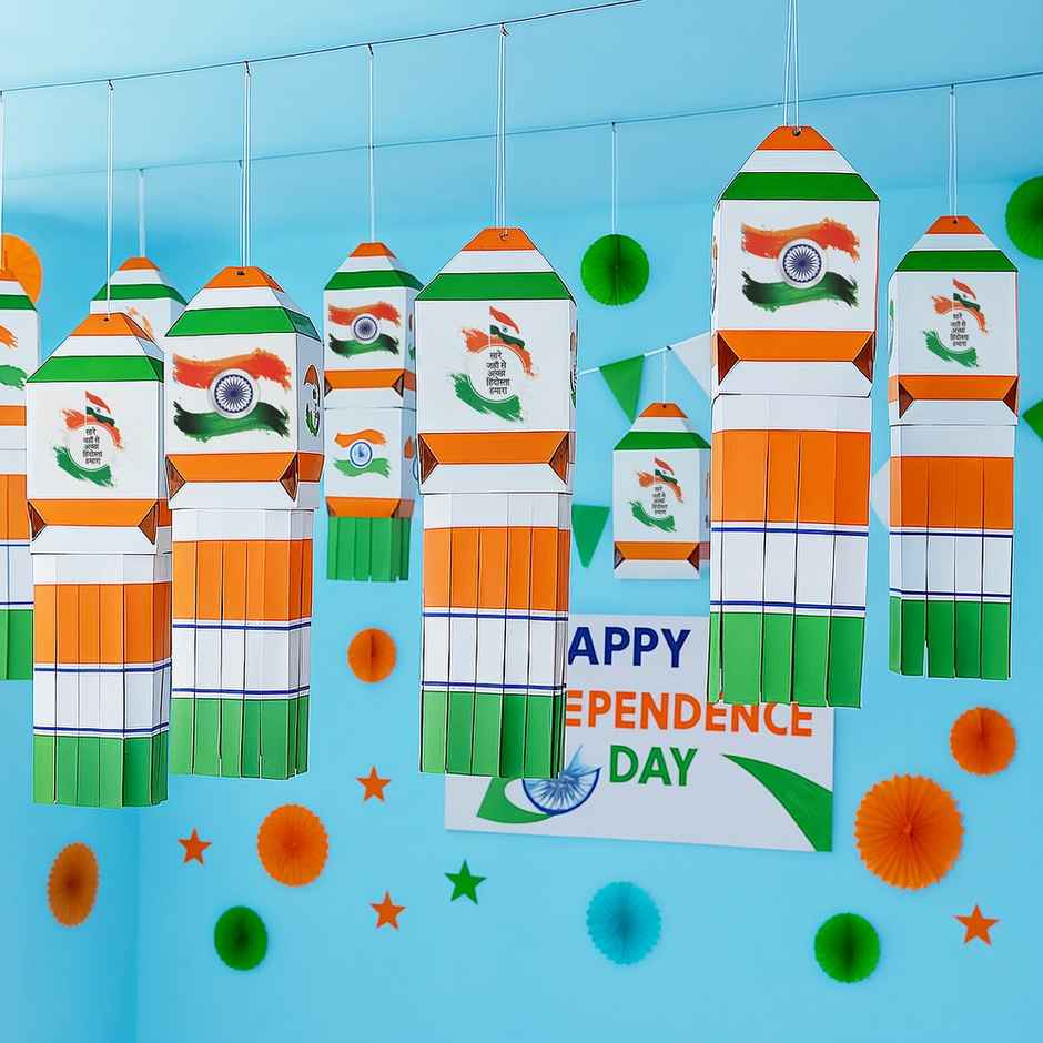 I Love India Small Lantern Set | Decorative Lanterns | Pack of 12 | Propcon