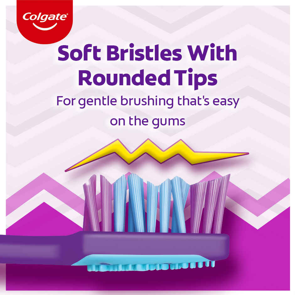 Colgate ZigZag Soft Bristle Toothbrush, Compact Brush Head for Deep & Complete Cleansing