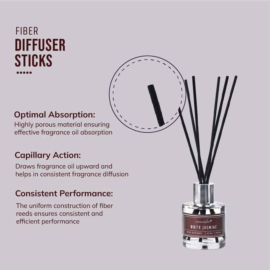 Aromahpure Premium Reed Diffuser - Jasmine, With 6 Fiber Reed Stick