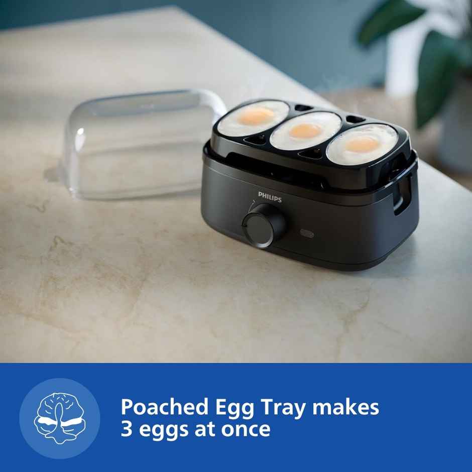 Philips HD9137/90 400W Egg Boiler, Boils upto 6 eggs & 3 Poached eggs - Black 