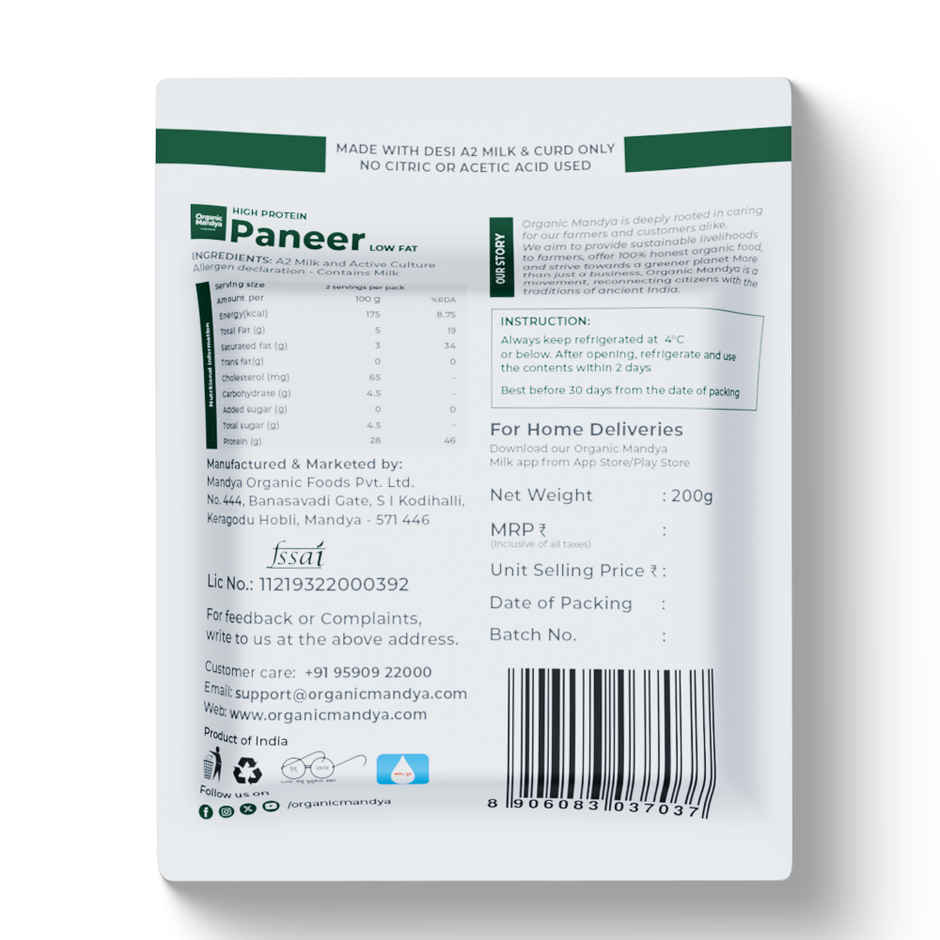 Organic Mandya High Protein Low Fat Paneer Combo