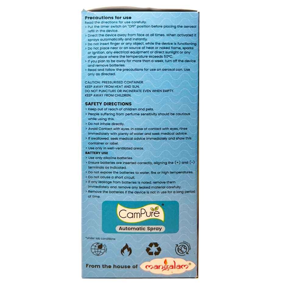 Campure Camphor /Kapur Air Freshner Automatic Spray | Machine + Orginal Refill