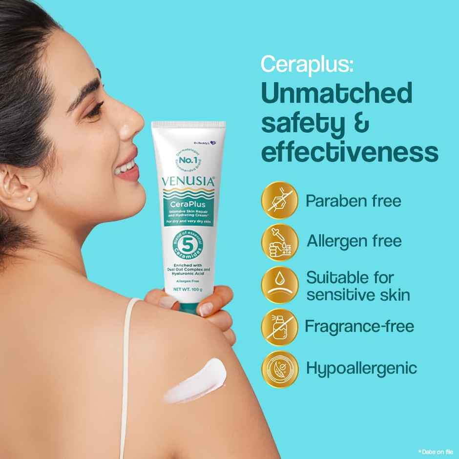 Venusia Ceraplus Cream For Dry Skin 5 Essential Ceramides Deep Moisturization & Barrier Face Cream