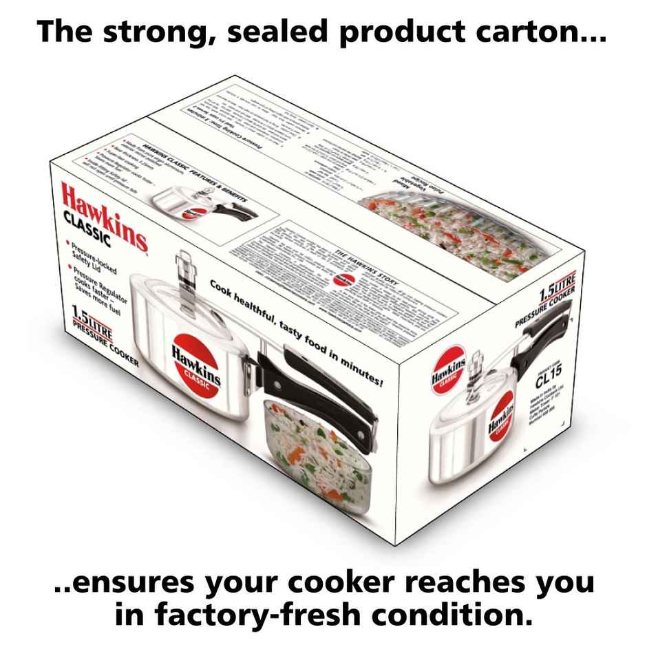 Hawkins 1.5 Litre Classic Pressure Cooker Best Inner Lid Cooker Small Cooker - Silver