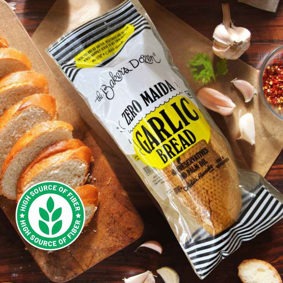 The Baker's Dozen Zero Maida Garlic Bread | Whole wheat | Atta Bread | No Maida | Clean label