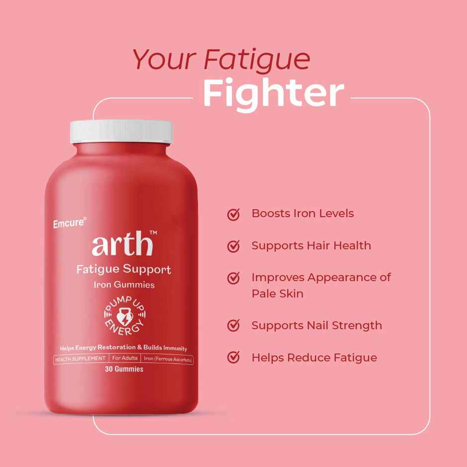Arth By Emcure Iron Gummies | Ferrous Ascorbate & Folic Acid | Helps Anaemia & Fatigue