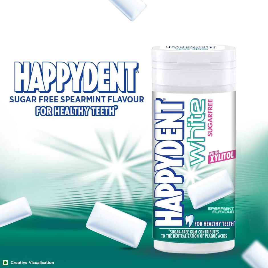 Happydent White, Xylitol Sugarfree Spearmint Flavour, Chewing Gum Pocket Bottle Combo