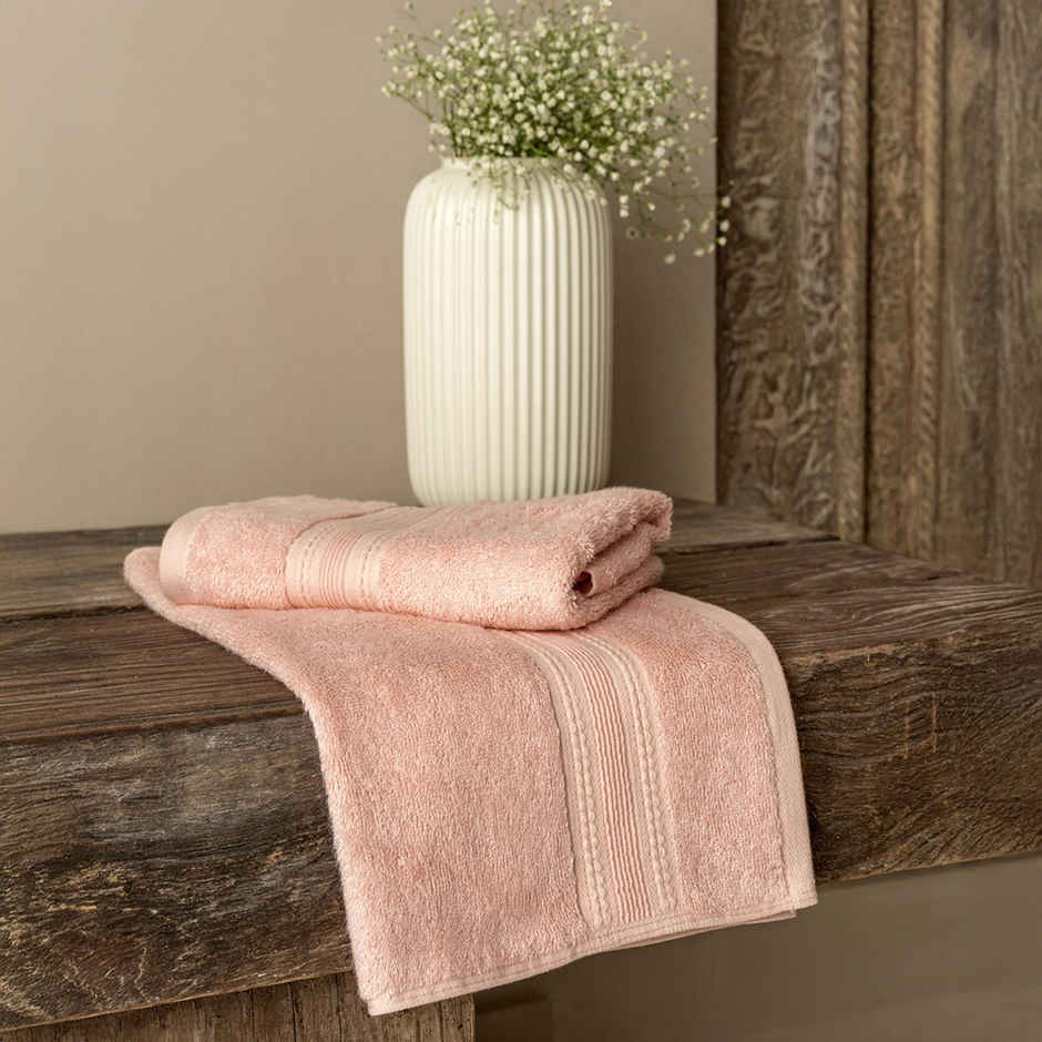 DDECOR Ecofriendly 70% Bamboo 30% Cotton Super Soft 650 GSM Solid Sustainable Hand Towel - Pink