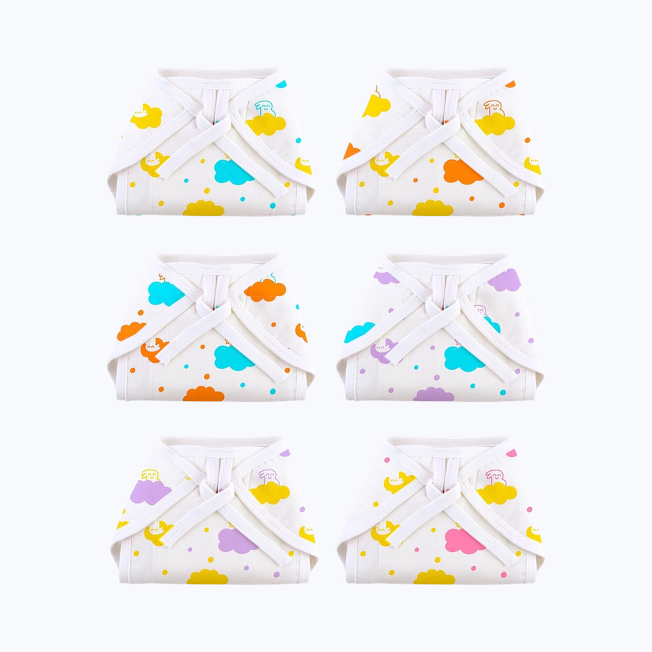 Superbottoms Pack of 6 BASIC 100% Cotton Langot, Double Layered, Soft & Breathable (Up to 5Kg)