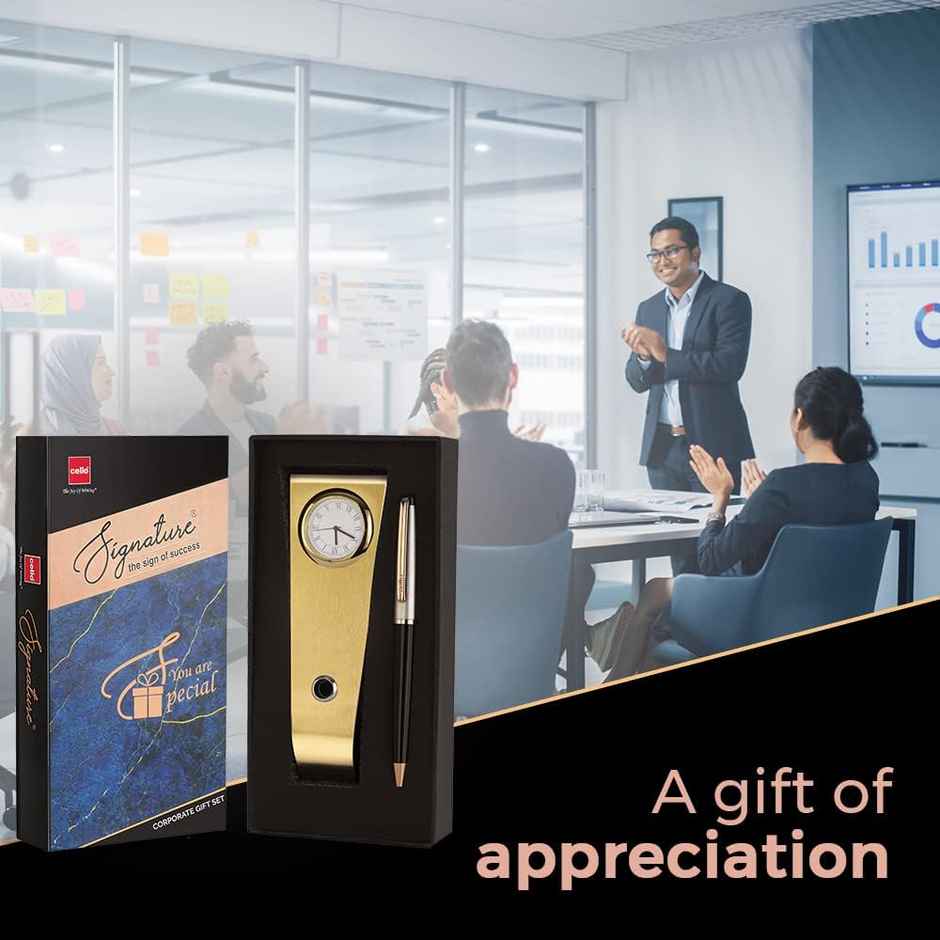 Cello Signature Moonlit Blue Ball Pen With Corporate Clock