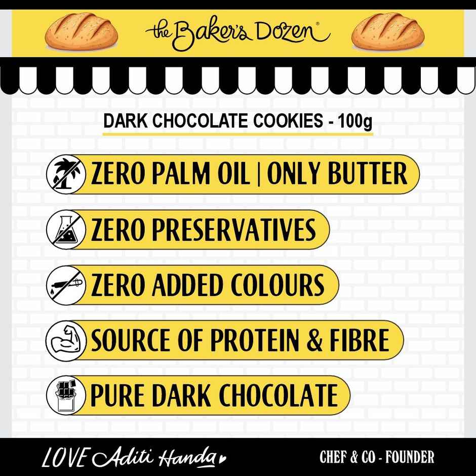 The Baker'S Dozen Dark Chocolate Flavoured Biscuits Cookies | Artificial Flavour-Free (100g) & The Baker'S Dozen Zero Maida Elaichi Rusk (80g) Combo