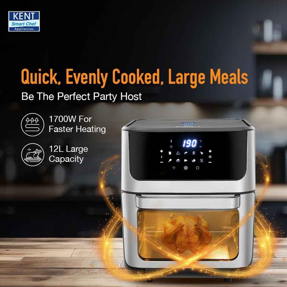 KENT Digital Air Fryer Oven | 360 Rapid Heat Circulation | 10 Preset Menus | 1800 W | 12 L