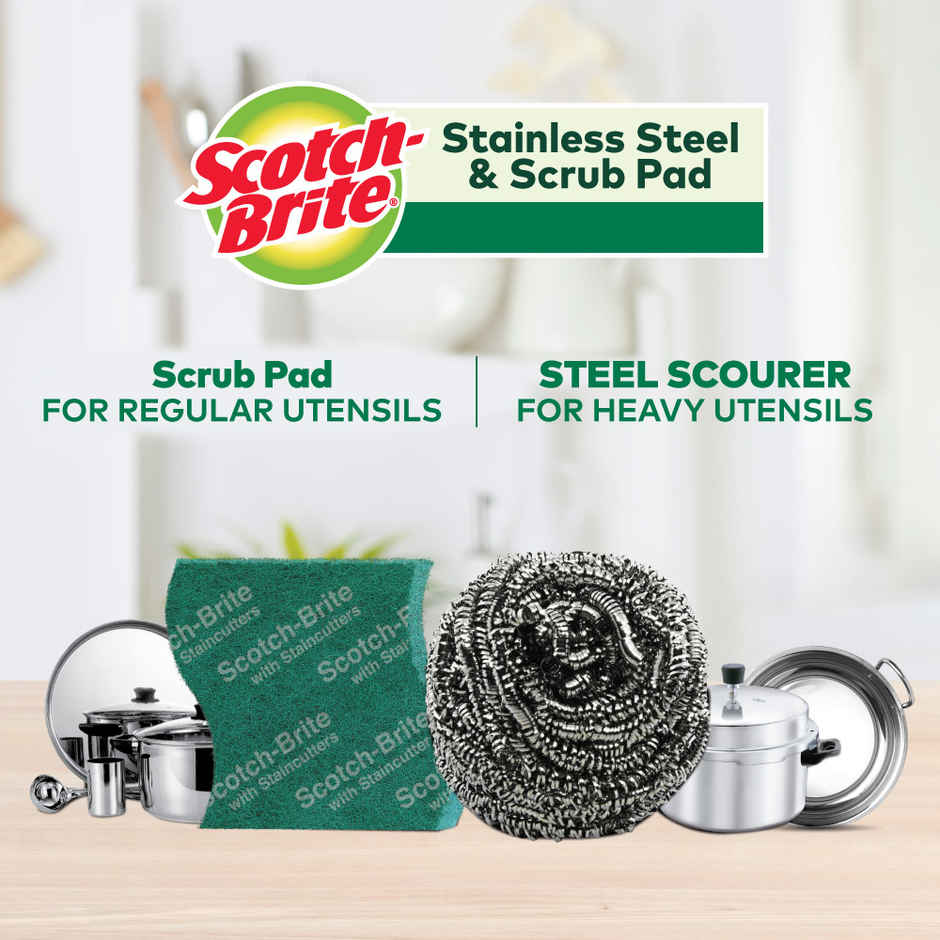 Scotch Brite Stainless Steel Scrub and Pads - Pack of 3