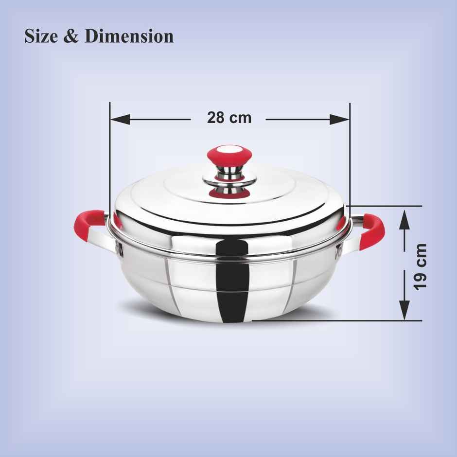 Bhalaria Stainless Steel Multi Kadai | 2 Idli Plate | 2 Dhokla Plate | 1 Patra Plate | 1 Mini Idli Plate