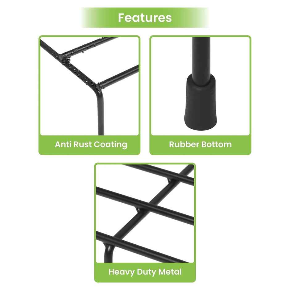 Nurturing Green - Metal Plant Stands for Home & Balcony | Black | Set of 2 | Size: 24Inch x 8.5Inch