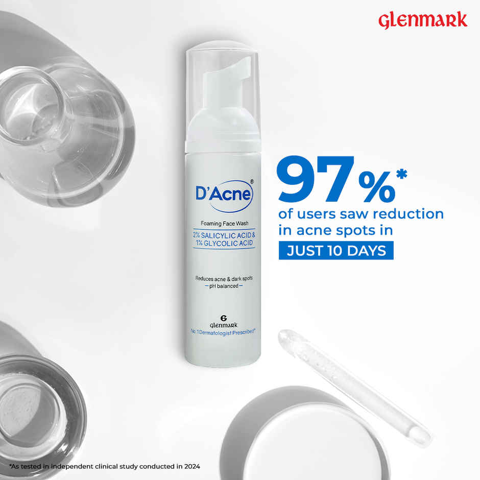 D'Acne Foaming Face Wash, With 2% Salicylic Acid And 1% Glycolic Acid