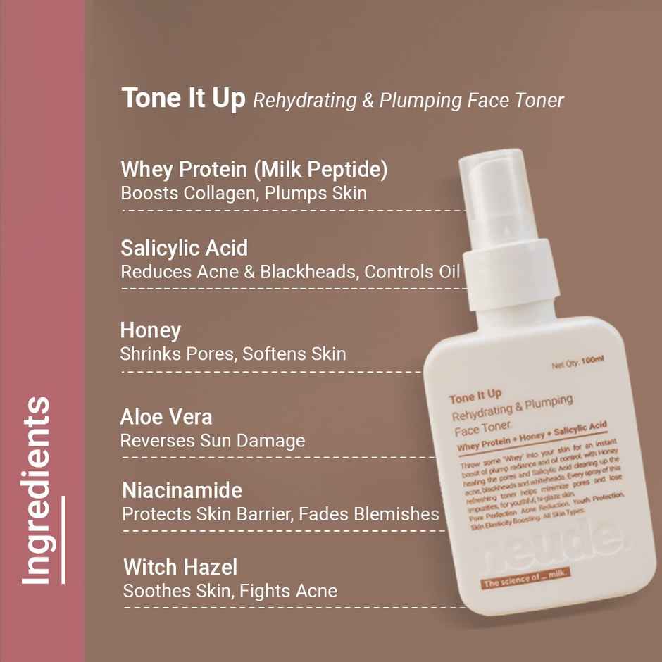 Neude Milk Peptide Face Toner With Whey Protein For Pore Rehydration & Acne Management 100 Ml