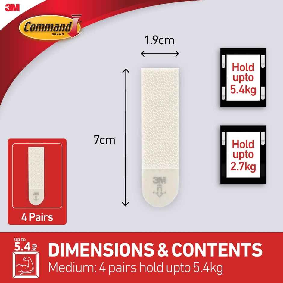 Command Picture Hanging Strips | Medium, Capacity | 5.4Kg