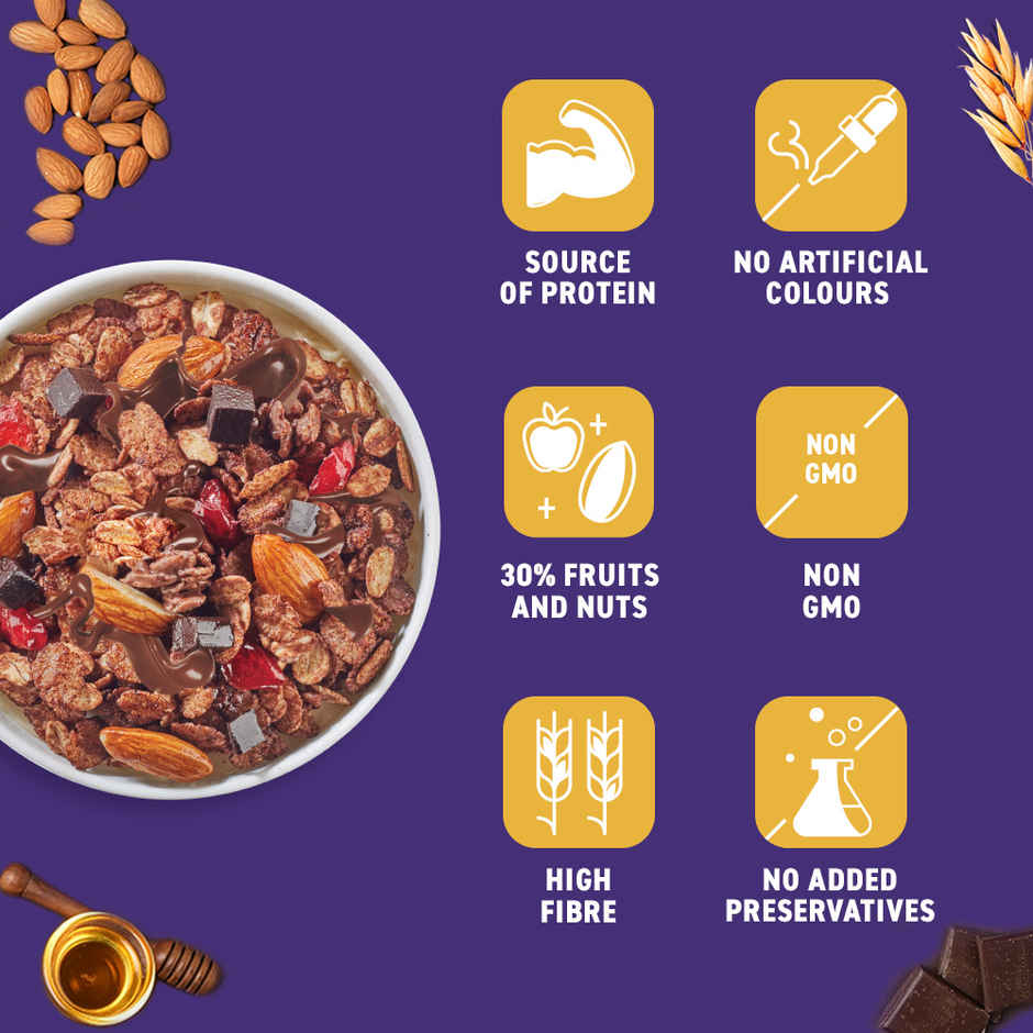 Bagrrys Crunchy Dark Chocolate Muesli with Almond Quinoa & Cranberries Pouch